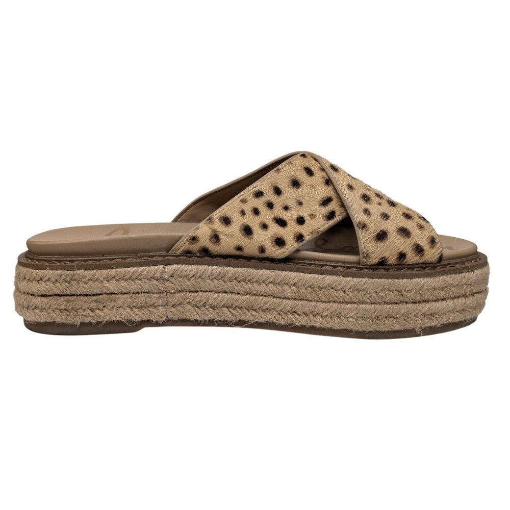 Sam Edelman Korina Platform Sandal Womens Cheetah Print Calf Hair Leather Sz 7.5